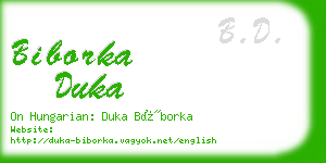 biborka duka business card